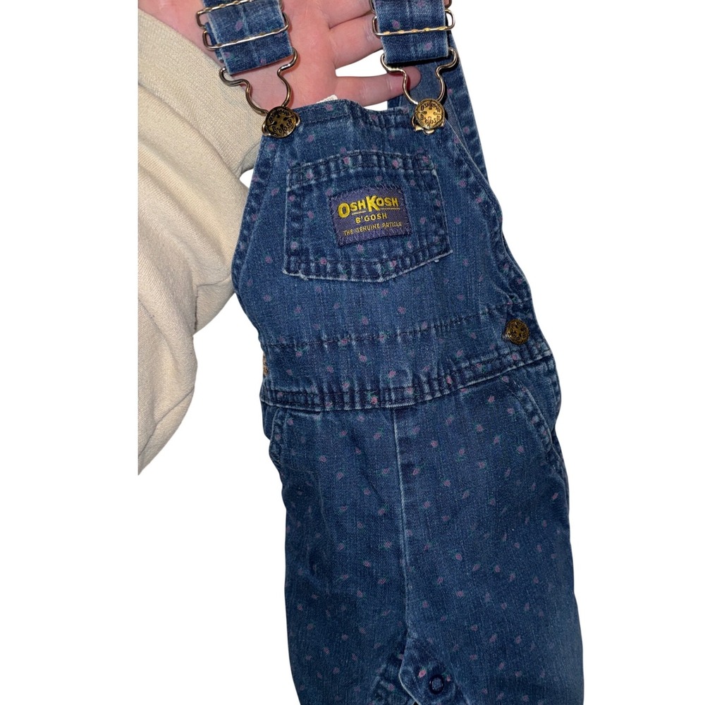 Vintage OshKosh Bgosh Floral Denim Overalls 9 Months Made in USA Vestbak